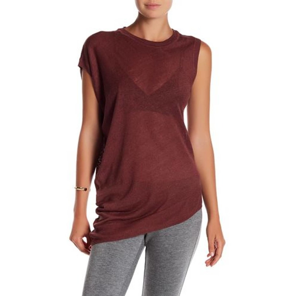 Acrobat Cinnamon Side Draped Linen Tank